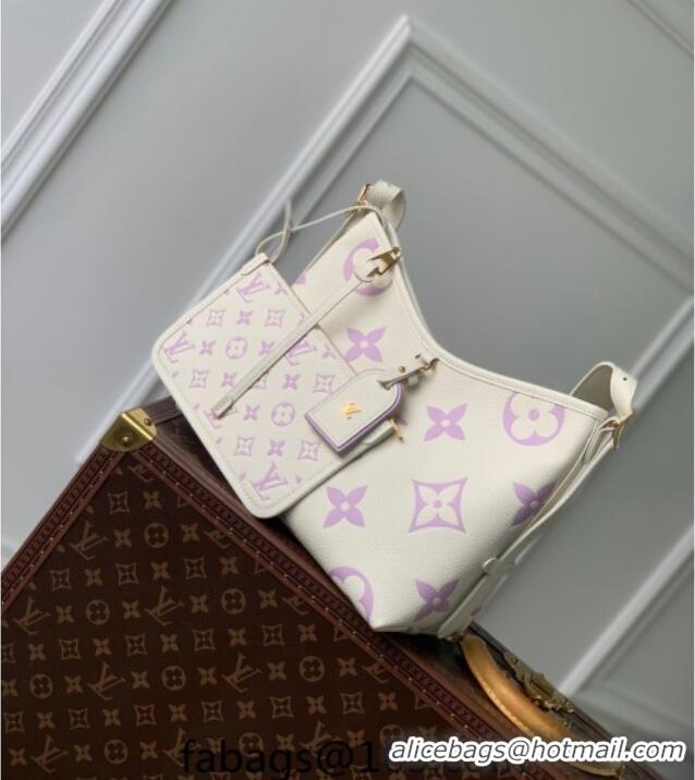 Best Price Louis Vuitton CarryAll PM Bag in Embossed Grained Cowhide Leather M24141 White/Purple 2025