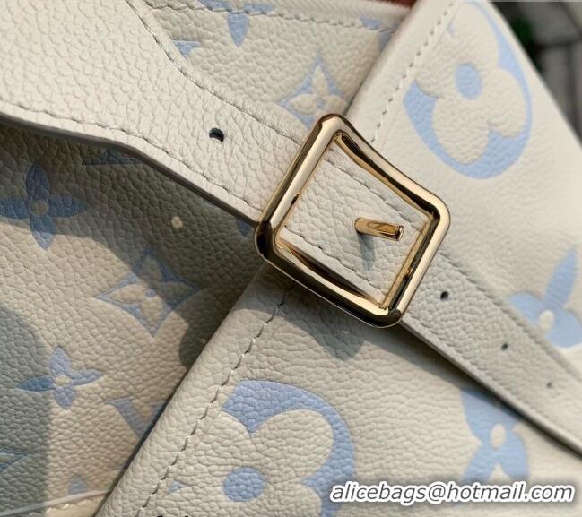 Buy Discount Louis Vuitton CarryAll PM Bag in Embossed Grained Cowhide Leather M24141 White/Blue 2025