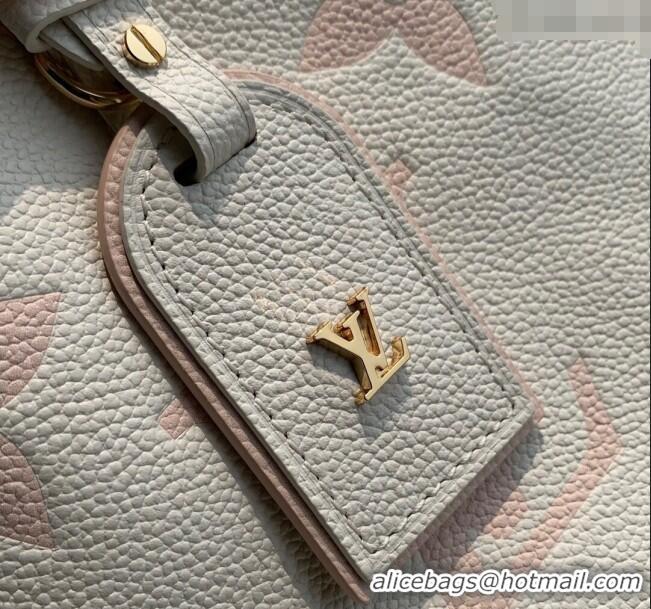 Top Quality Louis Vuitton CarryAll PM Bag in Embossed Grained Cowhide Leather M24141 White/Peach Pink 2025