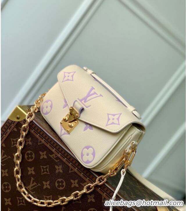 New Design Louis Vuitton Pochette Metis East West Bag in Monogram Grained Leather M45696 Light Beige/Purple 2025