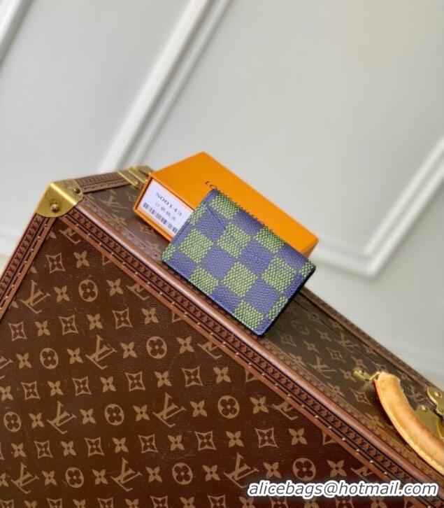 Top Quality Louis Vuitton Pocket Organizer Wallet N00143 Blue Green Damier Heritage Canvas 2025