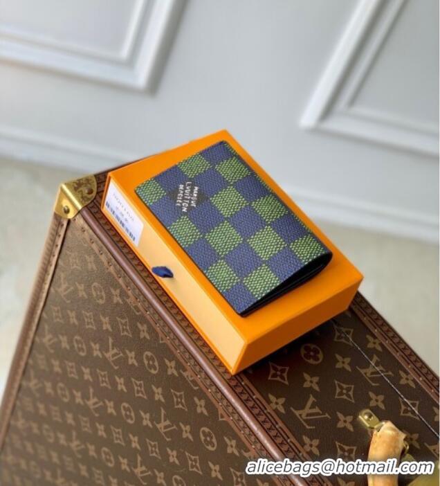 Best Quality Louis Vuitton Passport Cover in Blue Green Damier Heritage Canvas N00168 2025