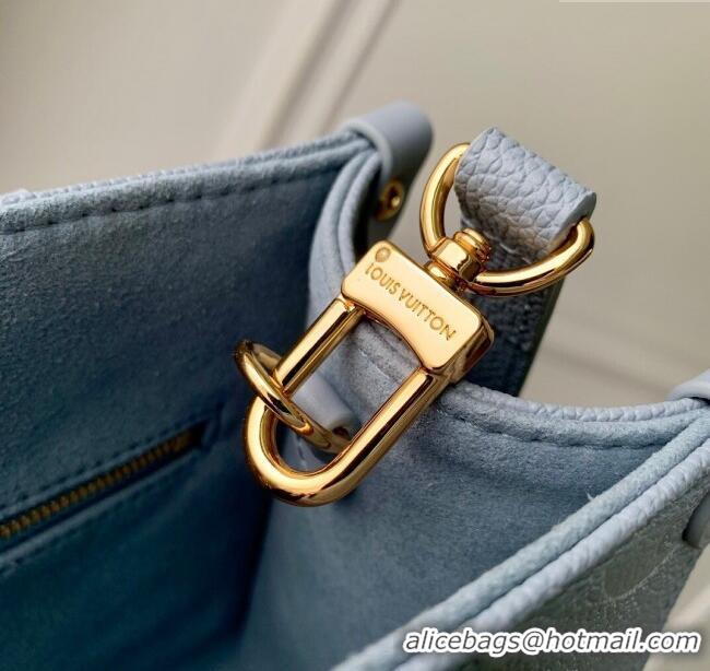 Best Price Louis Vuitton OnTheGo PM Tote Bag in Monogram Grained Calfskin M46840 Light Blue 2025