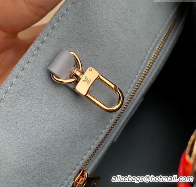 Best Price Louis Vuitton OnTheGo PM Tote Bag in Monogram Grained Calfskin M46840 Light Blue 2025