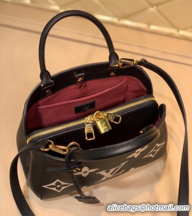 Super Quality Louis Vuitton Montaigne BB Top Handle Bag in Bicolor Monogram Leather M45489 Black/Beige 2025