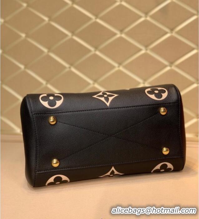 Popular Style Louis Vuitton Montaigne MM Top Handle Bag in Bicolor Monogram Leather M45488 Black/Beige 2025