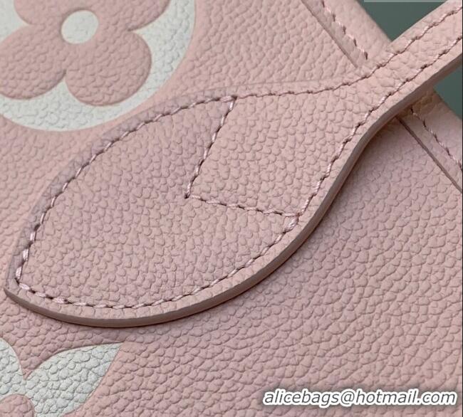 Top Grade Louis Vuitton Neverfull MM Tote Bag in Bicolor Embossed Grained Leather M14210 Pink/White 2025
