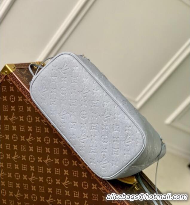 Top Grade Louis Vuitton Neverfull MM Tote Bag in Embossed Leather M45685 Pale Blue 2025