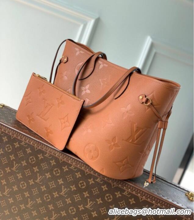 Best Price Louis Vuitton Neverfull MM Tote Bag in Monogram Embossed Leather M45684 Brown 2025