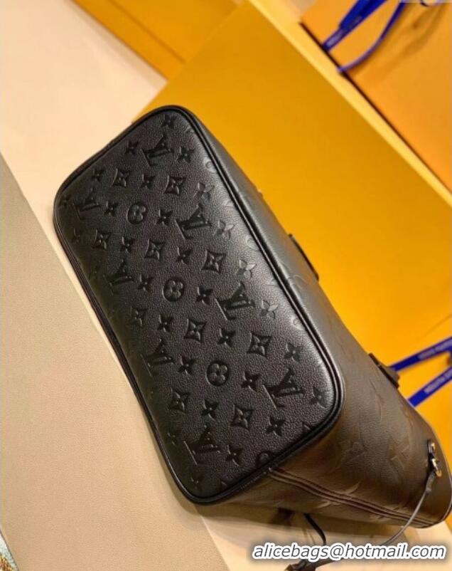 Reasonable Price Louis Vuitton Neverfull MM Tote Bag Monogram Embossed Leather M45685 Black 2025