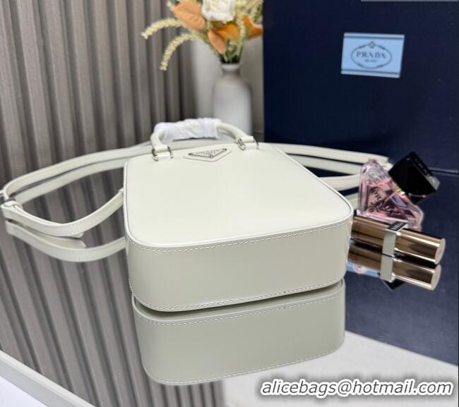 Promotional Prada Shiny Leather Small Vertical Tote bag 1BA331 White 2025