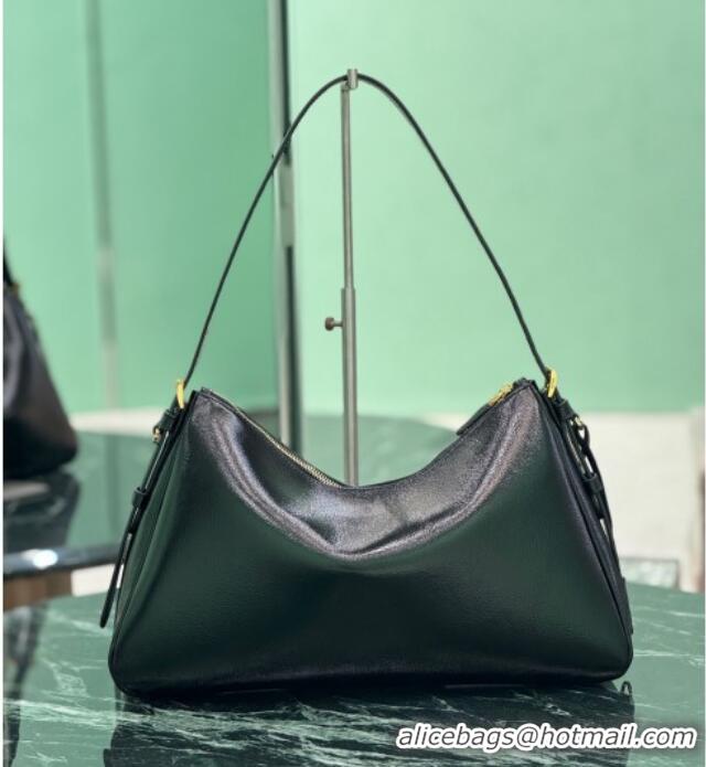Top Grade Prada Aimee Hobo Bag in Patent Crinkled Leather 1BC228 Black 2025