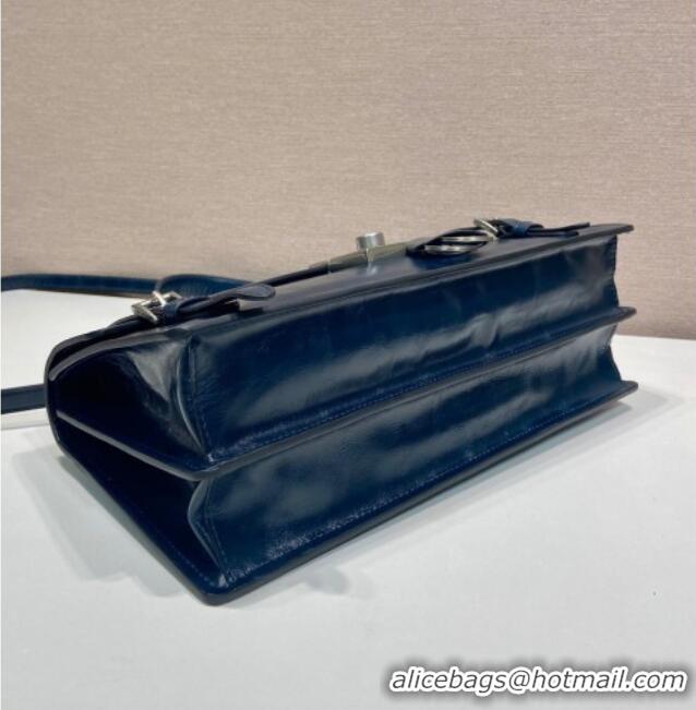 Best Price Prada Medium leather handbag 1BN026 Dark Blue 2025