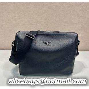 Famous Brand Prada Mens Medium leather shoulder bag 2VH182 Black 2025