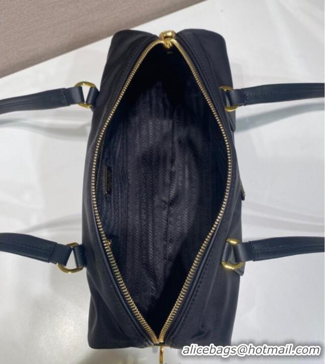 Super Quality Prada Re-Nylon and leather medium top-handle bag with padlock 1BB127 Black 2025