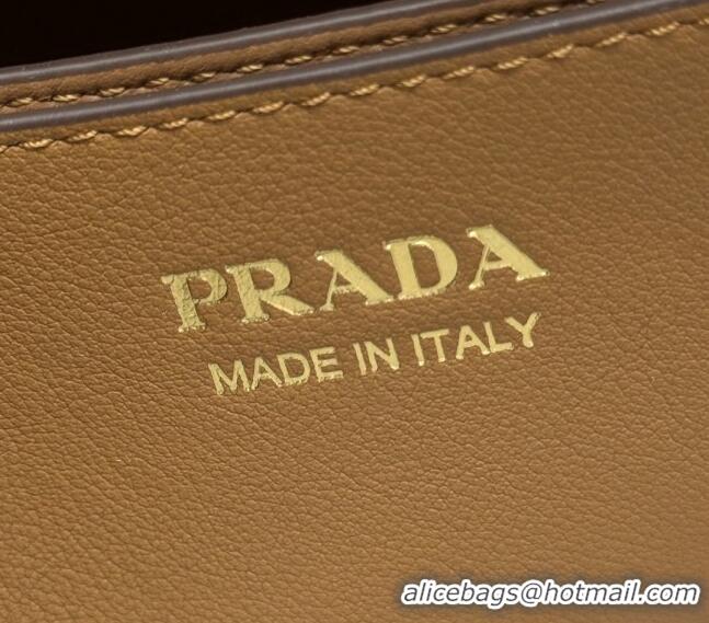 Big Discount Prada Buckle medium leather handbag with belt 1BA434 Brown 2025