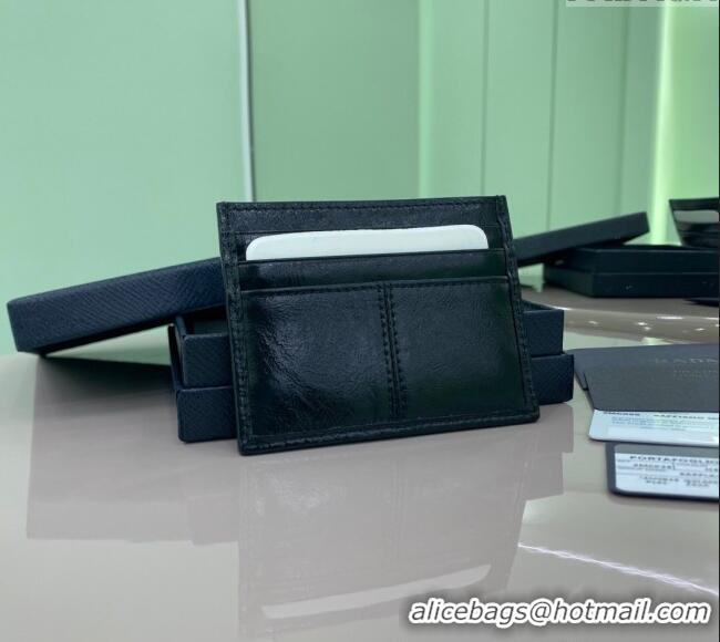 Well Crafted Prada Leather card holder Wallet 2MC025 Black 2025
