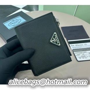 Spot Bulk Prada Small Saffiano leather wallet 1ML050 Black 2025