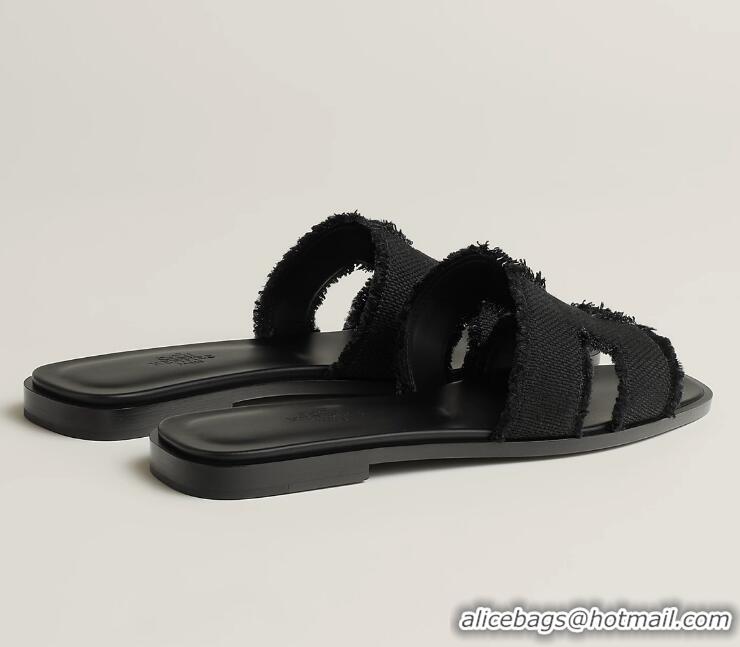 Promotional Grade Hermes Oran Sandals Leather H8951 Black