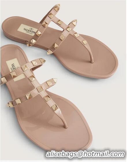 Best Design Valentino Garavani Rockstud T-Strap Flat Sandal V8951 For Women