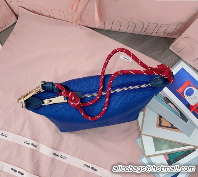 Big Discount Miu Miu Gabardine Canvas Pouch 5NE841 Indigo Blue 2025