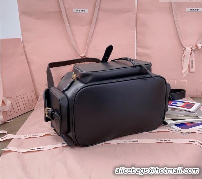 Top Quality Miu Miu Calf leather backpack bag 5BZ042 Black 2025