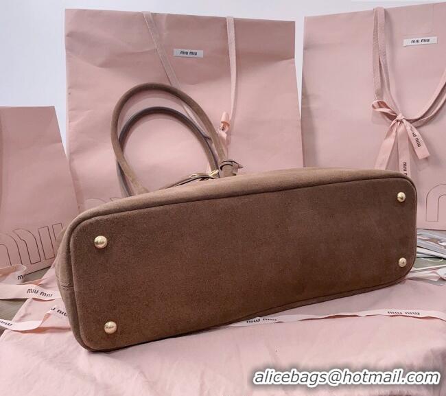 Super Quality Miu Miu Aventure suede tote bag 5BG291 Dark Brown 2025