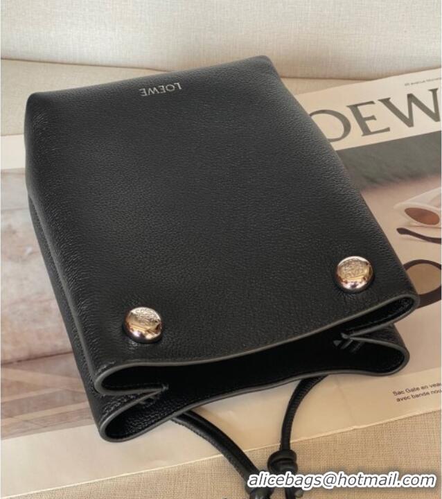 Well Crafted Loewe Pebble pouch Mini Bag in Grained Calfskin 9531 Black 2025