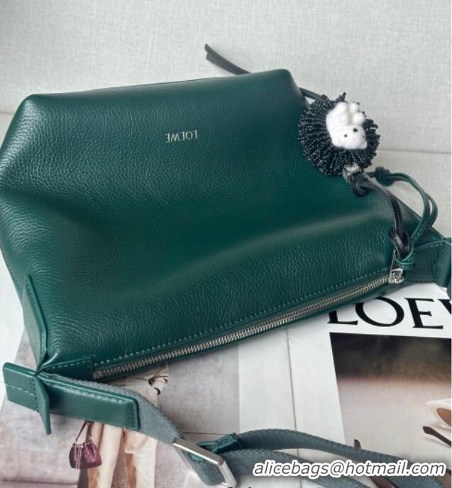 Luxury Cheap Loewe Small Cubi crossbody bag in supple grained calfskin Evergreen 2201S 2025 (No Charm)