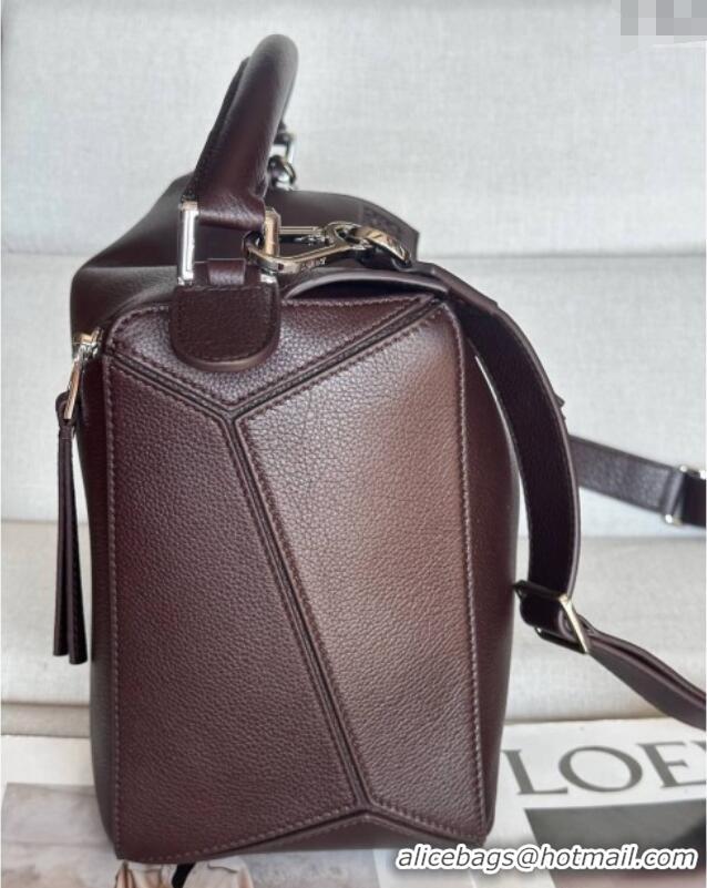 Top Grade Loewe Large Puzzle Edge bag in supple grained calfskin 061606 Oxblood 2025