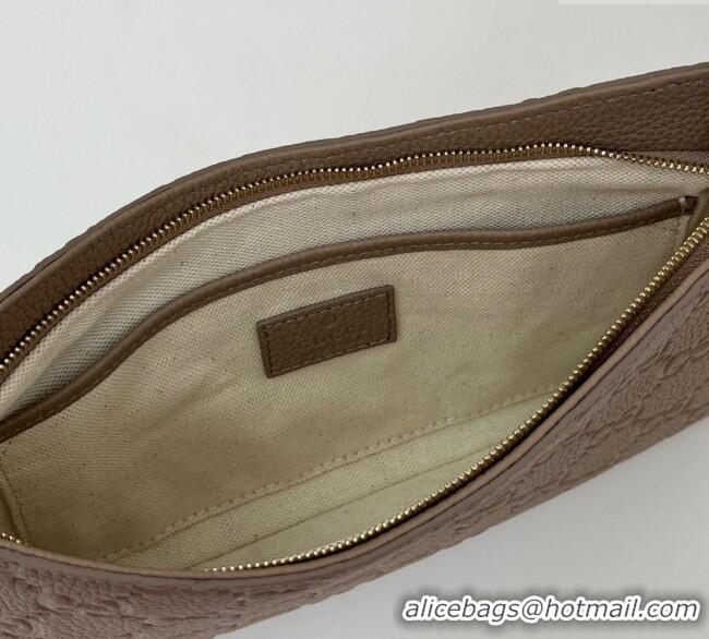 Famous Brand Gucci GG Grainy Leather Emblem Medium Shoulder bag 815277 Grey 2025