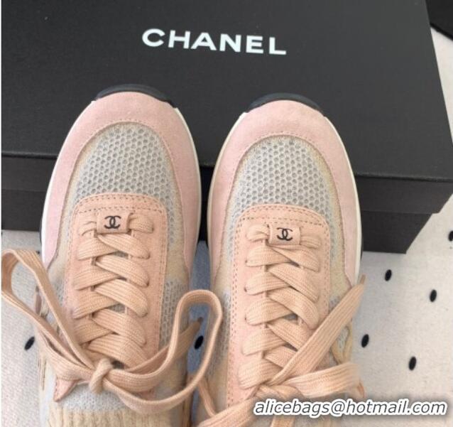 Low Price Chanel Knit & Suede Sneakers G38750 Light Pink