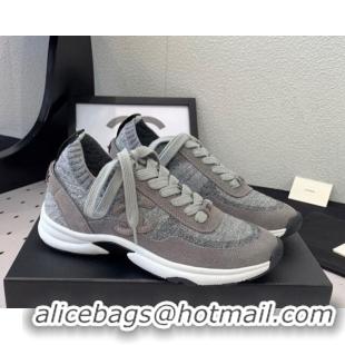 Durable Chanel Knit & Suede Sneakers G38750 Dark Grey
