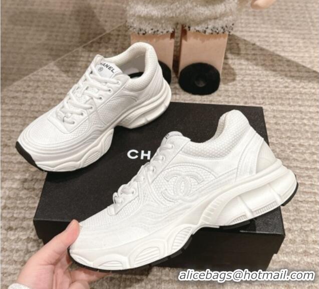 Hot Style Chanel Suede & Fabric Sneakers White2 2025 CH03051