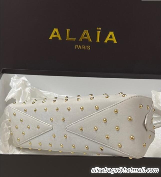 Promotional Alaia Le Tecket Medium Long Shoulder bag in Suede with Studs A9018 Pale Grey 2025