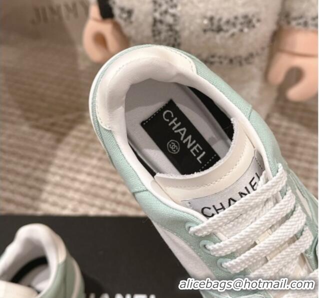 Sumptuous Chanel Canvas Platform Sneakers Light Green 2025 CH030511