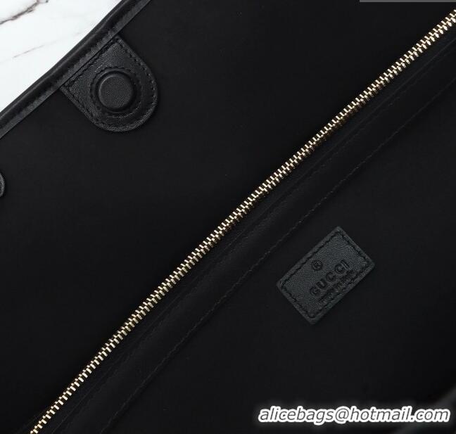 Buy New Cheap Gucci Leather GG Emblem Large Tote bag 815213 Black 2025