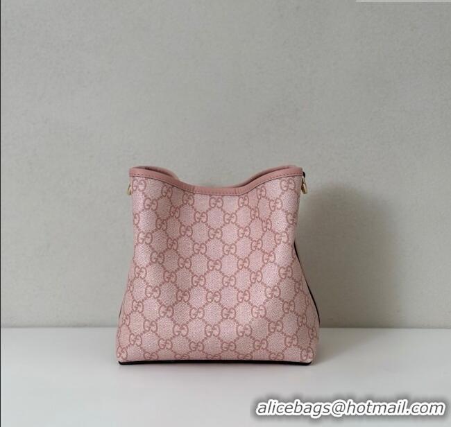 Reasonable Price Gucci GG Canvas Emblem Small Bucket Bag 815118 Light Pink 2025