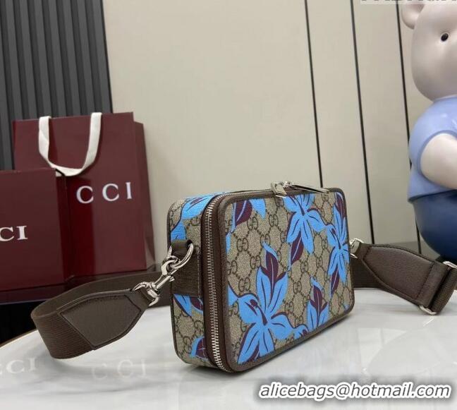 Market Sells Gucci Mens GG Canvas Mini Bag with 841177 Blue Flower Print 2025