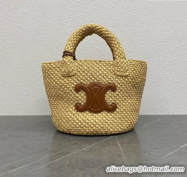 Well Crafted Celine Tote Bag in Raffia and Calfskin 116388 Brown 2025