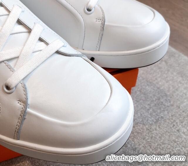 Cheap Price Hermes Kid Sneakers in Calfskin Leather White 0226024