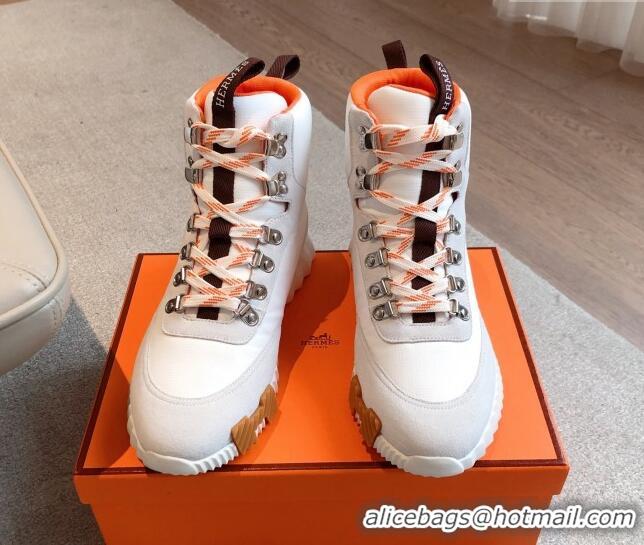 Top Design Hermes Klimb Boot Sneakers in Suede and Check Fabric White 0226039