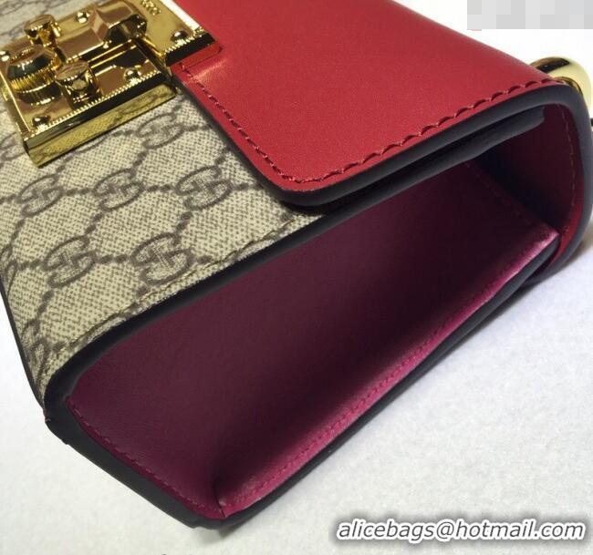New Cheap Gucci Padlock Small GG Canvas and Leather Shoulder Bag 409487 Red 2024