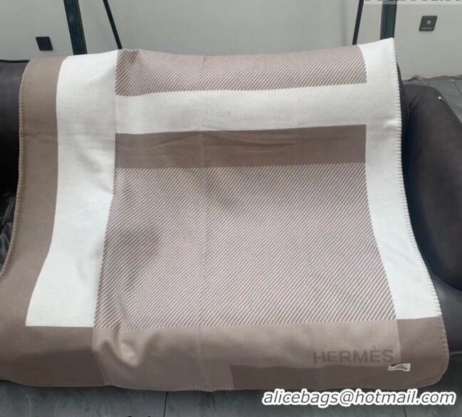 Most Popular Hermes H Riviera Wool Cashmere Blanket 140x200cm 1576 Beige