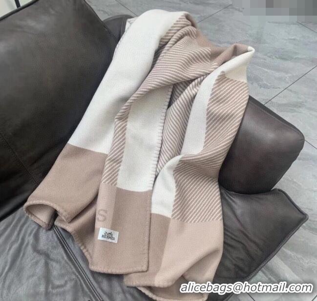 Most Popular Hermes H Riviera Wool Cashmere Blanket 140x200cm 1576 Beige