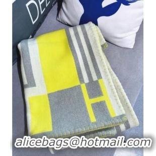 Top Design Hermes Cashmere & Wool Ithaque Blanket H62706 Yellow