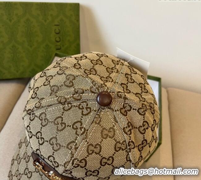 Famous Brand Gucci GG Canvas Baseball Hat with Horsebit 0317 Beige 2025