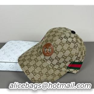 Buy Discount Gucci GG Canvas Baseball Hat with Interlocking G and Web 7065 Beige 2025