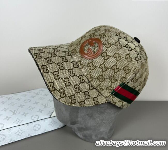Buy Discount Gucci GG Canvas Baseball Hat with Interlocking G and Web 7065 Beige 2025