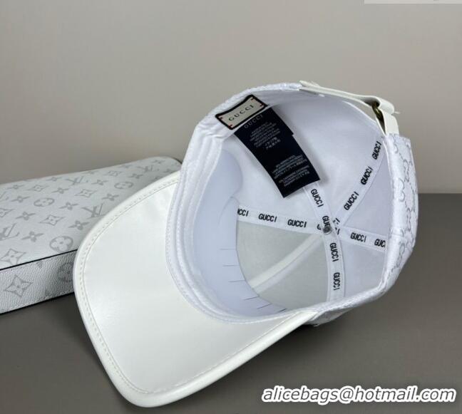Top Design Gucci GG Canvas Baseball Hat 031701 White 2025